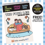 The Four Leg Cat Dog Kids Adult Coloring Book For Fun and Relaxation, 30 Pictures, Nice Thick Qualit