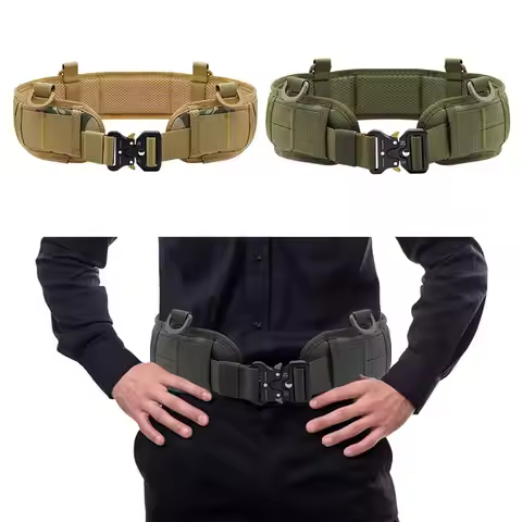 Tactical MOLLE Men Battle Belt Quick-Adjust Shooting Training Molle Girdle Hunting Paintball Padded 