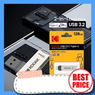 Ready Stock  Kodak USB Flash Drive 3.2 Type-C OTG K273 File Storage Fast Transfer