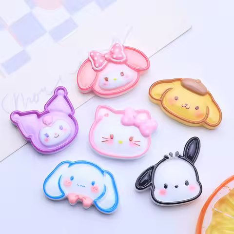 10 Pcs New Mini Kawaii Cartoon Animal Kitten, Rabbit Series Resin ScrapbookDiy Miniature Ornament Ac