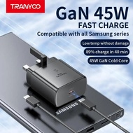 【Untuk Pengguna Samsung】TRANYOO T-SA8C Pengecas Super Pantas GaN 45W dengan Kabel Jenis C ke C Sepan