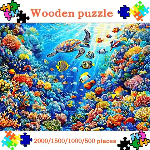 500/1000/1500/2000pcs Large Jigsaw Puzzle for Adults - 10 Marine Life Scenes with Coral Reef, Nemo, 