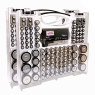 Battery Pro Organizer and Battery Tester, Wall-Mount Battery Storage Case, Holds 100 Assorted AA, AA