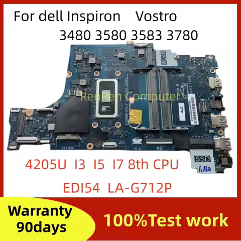 EDI54 LA-G712P For dell Inspiron / Vostro 3480 3580 3583 3780 Laptop Motherboard DDR4 UMA with 4205U