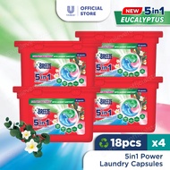 [Bundle of 4] Breeze 5-in-1 Power Laundry Capsules 189g (18 pcs /box)