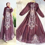 ^ K-FASHION Gamis Set Hijab Terbaru Kekinian Modern Simple Elegan Baju Wanita Model Baru Viral Outfi