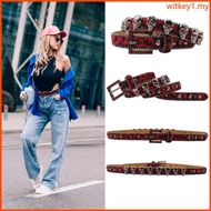 WIT Novelty Waist Belt Grunge Crystal Glinting Rhinestones Rivets Studded Buckle