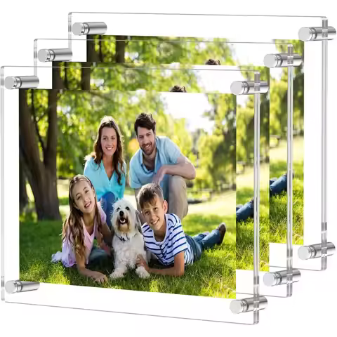 Wall-Mounted Clear Acrylic 8x10 Photo Frame, Floating Style for Displaying 9.7x11.7 Inch Full Frame 