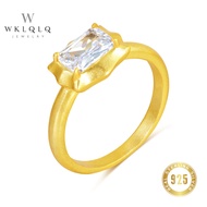 WKLQLQ 925 Silver Ring Gold Matte Craft 1ct Square Diamond Geometric Cut Design Female Ring Gift Rec