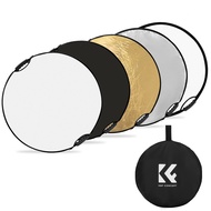 K&F CONCEPT 110cm/43in Photography Collapsible Light Reflector 5-in-1(Translucent, Silver, Gold, Whi