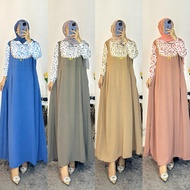 YUKARI CRINGKLE DRESS WITH CRINGKLE AIRFLOW COMBINATION MOTIF