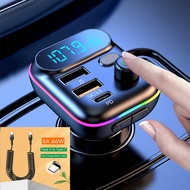 Kebidumei Bluetooth 5.0 FM Transmitter Car MP3 Player DC12V 24V Input QC3.0 PD Fast USB Type C Car C