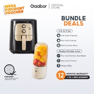 【Bundle】 Gaabor 6.5L Air Fryer Dual Knob 8 Menu Non-Stick + Portable Juicer Blender Rechargeable