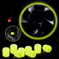4Pcs Yellow Luminous Wheels Cap Tire Valve Stem, Glow Luminous at Night, Illuminated Auto Car Wheel 