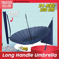 24 Ribs Long Handle Big Umbrella Anti-UV Sun Rainstorm Protector Large Surface Parasol / Payung Besa
