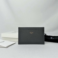 CELINE 全新灰色粒面牛皮卡夾