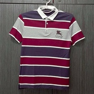 （日本製MIJ）絕版BURBERRY博柏利 BLACK LABEL 黑標 大戰馬 男條紋短袖POLO衫3號