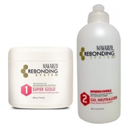 PAKET PELURUS RAMBUT PRIA WANITA KRIM SUPER GOLD DAN GEL Neutralizer MAKARIZO REBONDING STEP 1 & 2