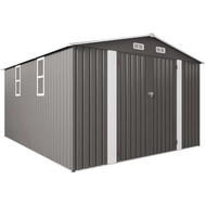 10 X 8 Ft Metal Outdoor Storage Shed With Lockable Double Doors, Ventilation & Window, Galvanized St