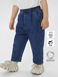 男幼童裝|棉麻混紡輕薄牛仔褲 輕透氣系列-藍色