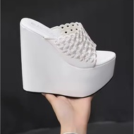 High Heels 15 Cm. 6 Inches Wedge Bridal Shoes For Wearing To Events White Size 35 -36 (Fast Delivery