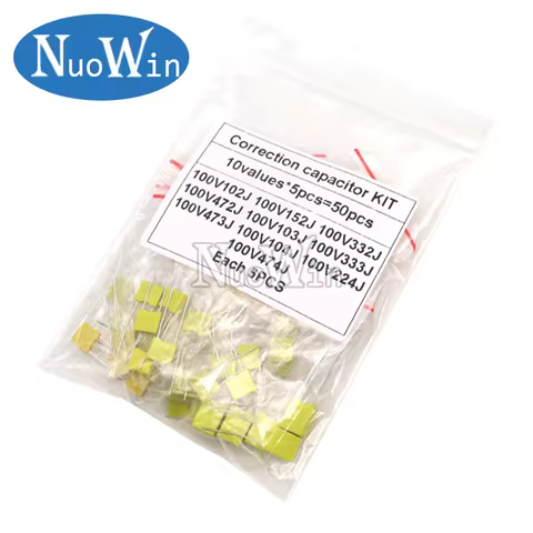 50pcs/Lot Correction Capacitor Kit 10values Each 5pcs 100V 102J 152J 332J 472J 103J 333J 473J 104J 2