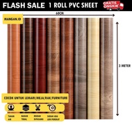 AZ(I) Stiker Hpl Ukuran 60cm x 3m Motif Serat Kayu Untuk Furniture Meja Lemari Dinding Sticker Wallp
