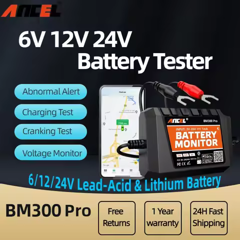 ANCEL BM300 Pro 6V 12V 24V Battery Tester Bluetooth 5.3 Monitor Car Motorcycle with Cranking Chargin