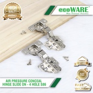 ecoWARE Air Pressure Conceal Hinge Slide On - 4 Hole S86 Cabinet Door Hinge Soft Close Conceal Hinge