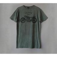 TRUNK BOHEM RIDE GREEN WASH T-SHIRT WASH STONEWASH T-SHIRT COOL CLOTHES DISTRO WASH CLOTHES MOTORCYC