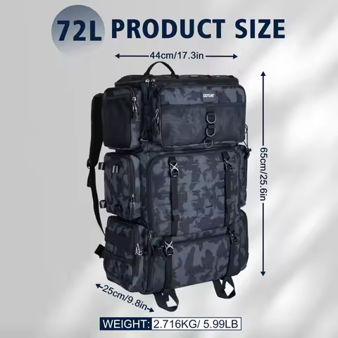 Fishing Tackle Bag 72L Large Capacity 65x44x25cm Insulated Cooler Compartment Bags with Waterproof R