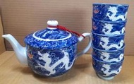 早期 中華民國金門陶瓷茶壺 祥龍茶具組  壺約 750 ml - 一壺 5 杯