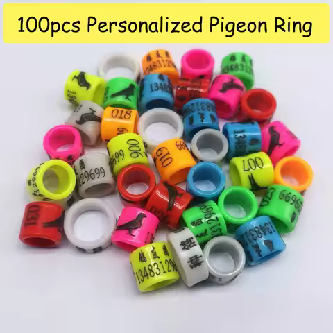 100Pcs Personalized Pigeon Ring,inner 8mm,Customized Pigeon Leg Band with Name,Phone Number,for Raci