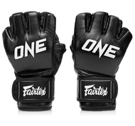 Fairtex grappling gloves FGV12 of ONE Logo Championship Open Thumb ( S,M,L,XL ) Genuine Leather แฟร์แท็กซ์ สนับมือเเบบเปิดนิ้ว สีดำ