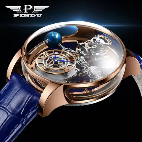 PINDU Design 2026 NEW Men Watch Diamond TourbillionTop Brand Luxury Astronomia Quartz Watch Men sapp
