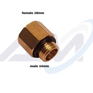 Konektor Reducer Female 18 mm x 14 mm Male Nepel Kuningan Sprayer