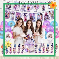 YOLAN Demon Hunter Party Decoration, Cake Top Banner Backdrop Huntrix Kpop Party Cutlery Set, Kpop B