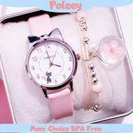 Children Lovely Cat Quartz Electronic Watch Girl Student Cute Watches Jam Tangan Perempuan
