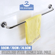 Stainless Steel Wall Mounted Single Rail Pole 59cm 70cm 80cm Towel Rack Toilet Bathroom Hanger Rod Bar