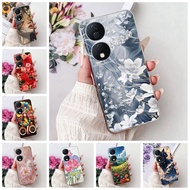 Clear For Honor X7B Case CLK-LX2 Aesthetic Cute Cat Fashion Flowers Painted Back Cover For Honor X7b