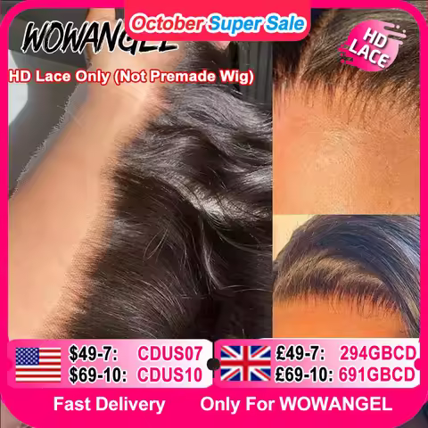 Wow Angel 13x4 13x6 HD Lace Frontal Only Melt Skins Brazilian Straight Human Hair 5x5 6x6 HD Lace Cl