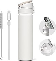 RHINOSHIELD AquaStand Magnetic Bottle 23 oz | Stainless Steel Insulated Water with Straw Lid, Sport with MagSafe Compatible Handle, Tripod with Adjustable Angles, Leak Proof - White,(Evolutive Labs)