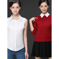 sleeveless blouse Baju tanpa lengan kanak-kanak kolar palsu kemeja bawah kolar palsu sepadan dengan 