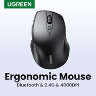 UGREEN เมาส์บลูทูธ เมาส์ไร้สาย Bluetooth Mouse 2.4G Wireless Ergonomic Mouse 4000 DPI Silent 6 Buttons สำหรับ MacBook Tablet Laptop Mute Mice Quiet Mouse Model: 90395