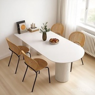 French Eating Back Wall Household Slate Style Table Small Apartment Cream Simple Dining Table Chair 