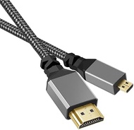 Seadream 4K Micro HDMI to HDMI Cable;Micro HDMI to Standard HDMI Cord Braided Support 4k 60Hz HDR 3D ARC 18Gbps HDMI 2.0 Cable,Aluminum Shell (Braided 15FT)