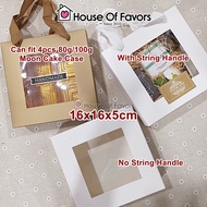 25pc 16x16x5cm Gift Box With String & Window Mooncake Packaging Box Kotak Doorgift Kahwin Tudung 月饼盒