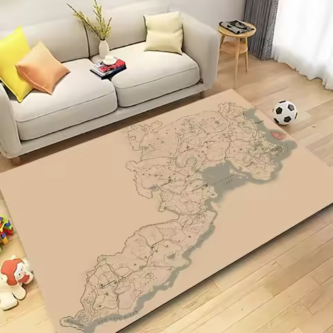R-Red D-Dead R-Redemptions 2 Map Poster Printed Carpet Non-slip Multi Function carpet Living Room Ru