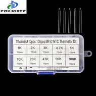 100PCS 10Values*10PCS NTC Thermistor Thermal Resistor kit MF52 NTC-MF52AT 1K 2K 3K 4.7K 5K 10K 20K 4