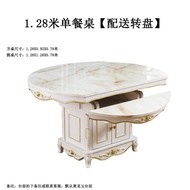 XYEuropean-Style Marble Dining Tables and Chairs Set Retractable Variable round Solid Wood Dining Table with Induction C